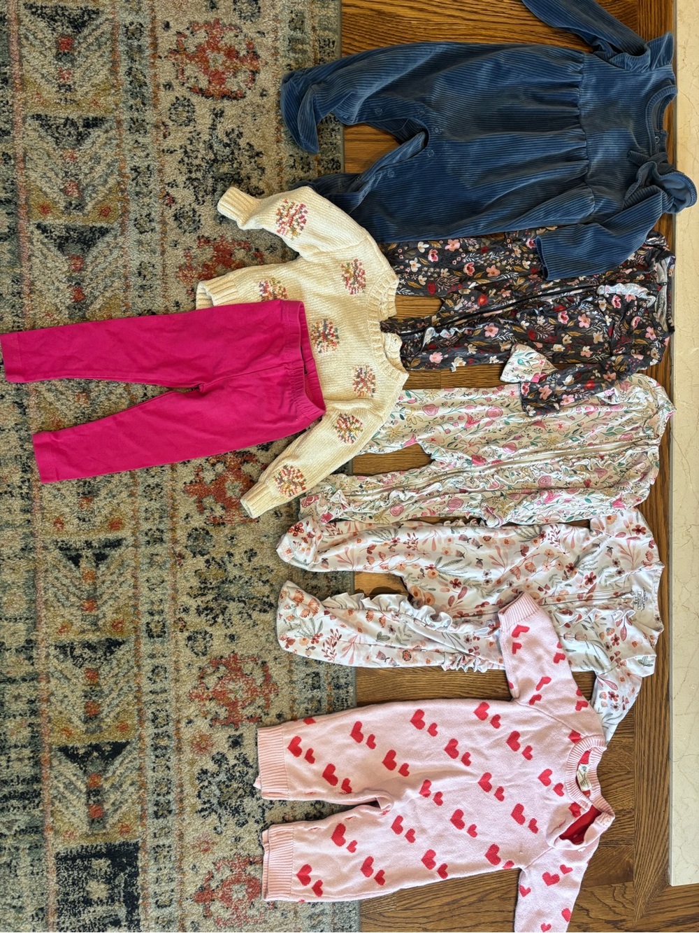 Mixed Baby Girls Outfit Bundle - Floral & Heart Knit Pieces